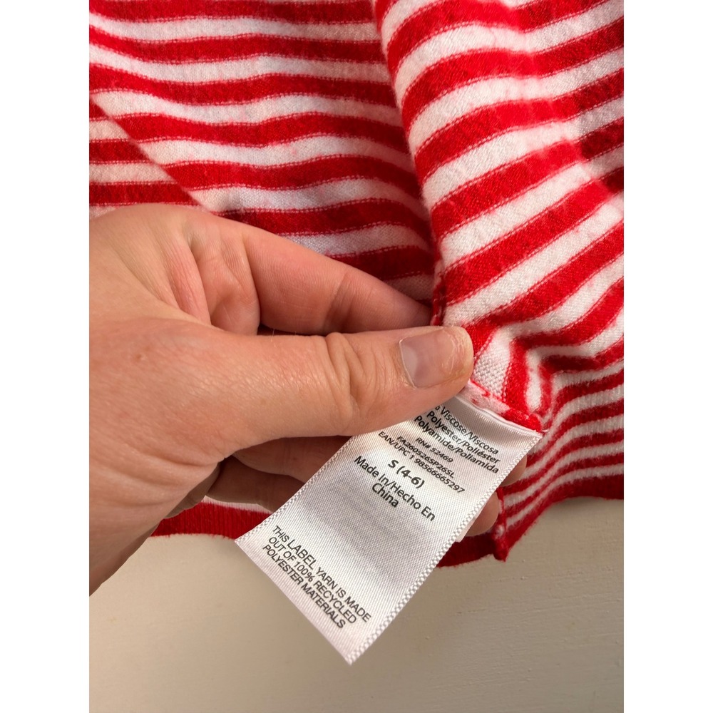 Cardigan Women S Red Striped Y2K Preppy Crew Neck Button Front Sweater - Picture 7 of 7